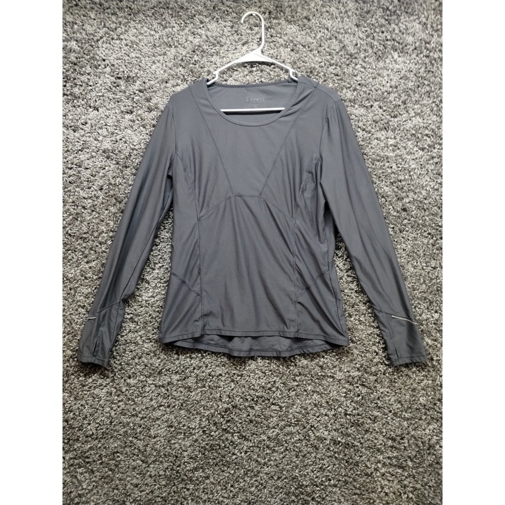 Athleta Yoga Shirt Women Large Gray Stretch‎ Athleisure Thumb Holes Gym Flowy